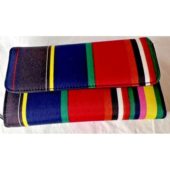 Stripe Multicolor Shoulder Bag 11x7x3 Zipper Close Inner Pockets Matching Wallet - Picture 11 of 16